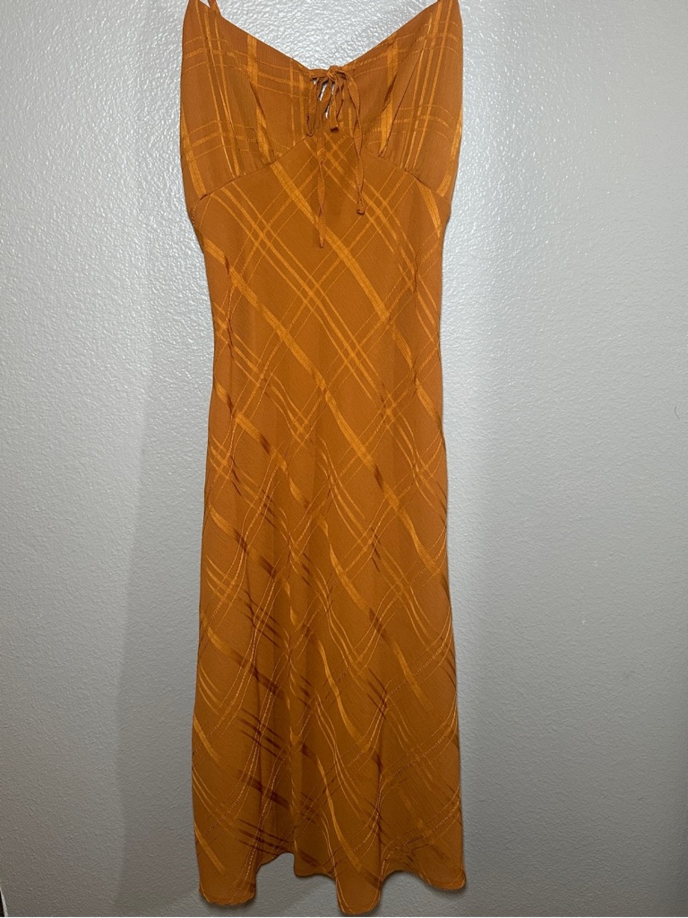 Forever 21 Orange Plaid Slip Maxi Dress